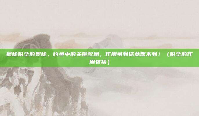 揭秘铅坠的奥秘,钓鱼中的关键配角,作用多到你意想不到!(铅坠的作用包括)