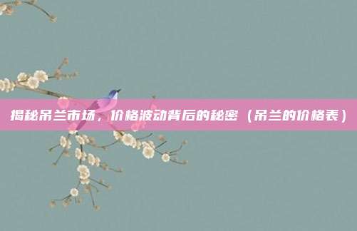 揭秘吊兰市场,价格波动背后的秘密(吊兰的价格表)