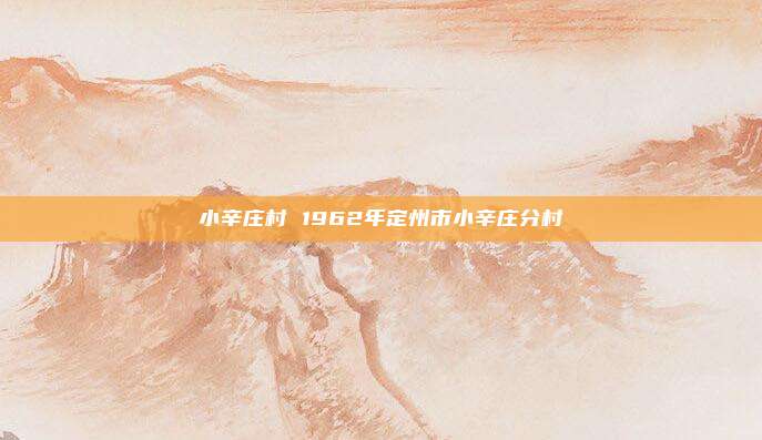 小辛庄村 1962年定州市小辛庄分村