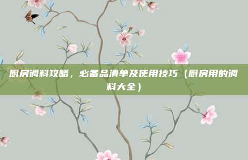 厨房调料攻略,必备品清单及使用技巧(厨房用的调料大全)