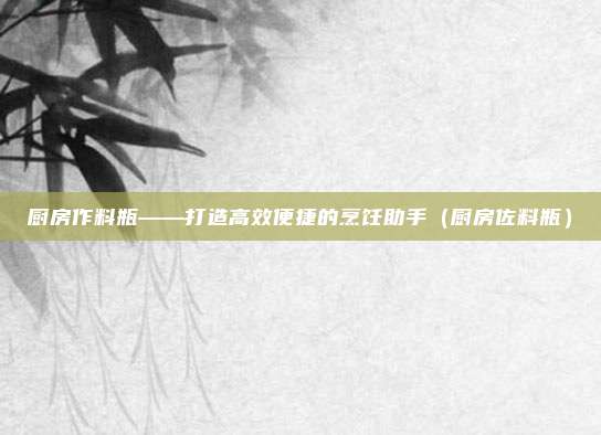 厨房作料瓶——打造高效便捷的烹饪助手(厨房佐料瓶)