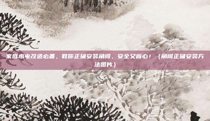 家庭水电改造必备，教你正确安装角阀，安全又省心！（角阀正确安装方法图片）