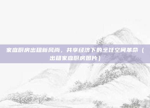 家庭厨房出租新风尚,共享经济下的烹饪空间革命(出租家庭厨房图片)