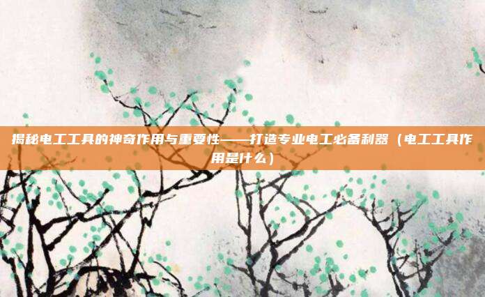 揭秘电工工具的神奇作用与重要性——打造专业电工必备利器(电工工具作用是什么)