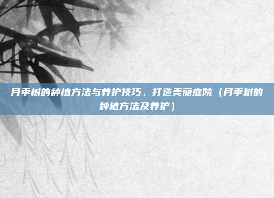 月季树的种植方法与养护技巧,打造美丽庭院(月季树的种植方法及养护)