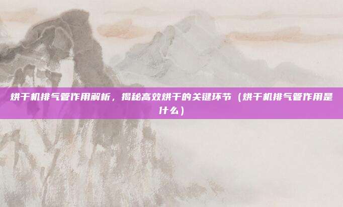 烘干机排气管作用解析，揭秘高效烘干的关键环节（烘干机排气管作用是什么）
