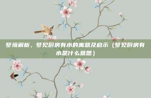 梦境解析,梦见厨房有水的寓意及启示(梦见厨房有水是什么意思)