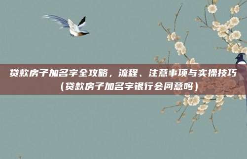 贷款房子加名字全攻略，流程、注意事项与实操技巧（贷款房子加名字银行会同意吗）