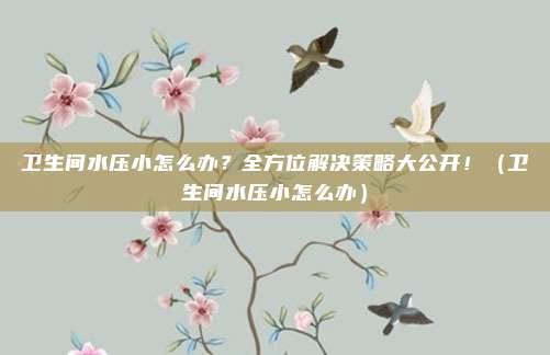卫生间水压小怎么办？全方位解决策略大公开！（卫生间水压小怎么办）
