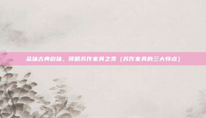 品味古典韵味，领略苏作家具之美（苏作家具的三大特点）