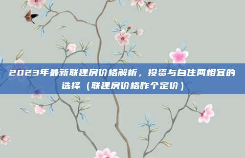 2023年最新联建房价格解析，投资与自住两相宜的选择（联建房价格咋个定价）