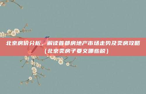 北京房价分析,解读首都房地产市场走势及卖房攻略(北京卖房子要交哪些税)