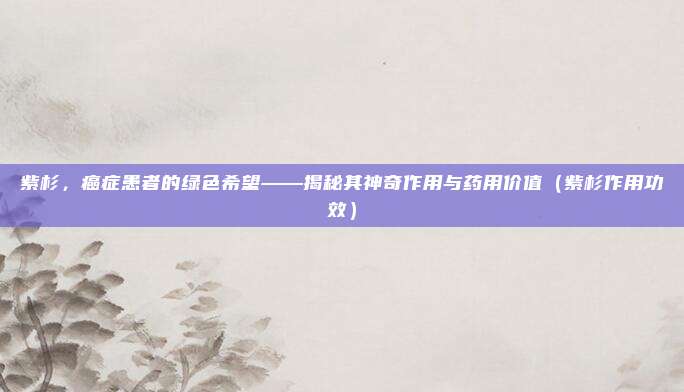 紫杉,癌症患者的绿色希望——揭秘其神奇作用与药用价值(紫杉作用功效)