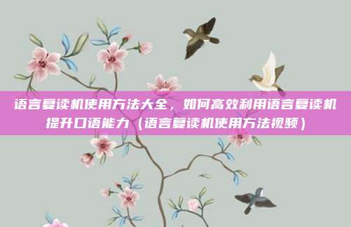 语言复读机使用方法大全，如何高效利用语言复读机提升口语能力（语言复读机使用方法视频）