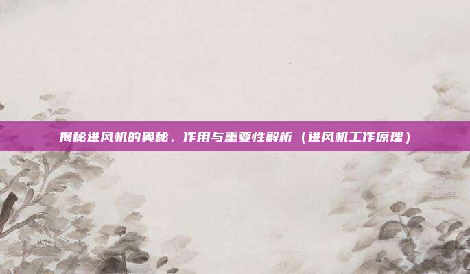 揭秘进风机的奥秘，作用与重要性解析（进风机工作原理）
