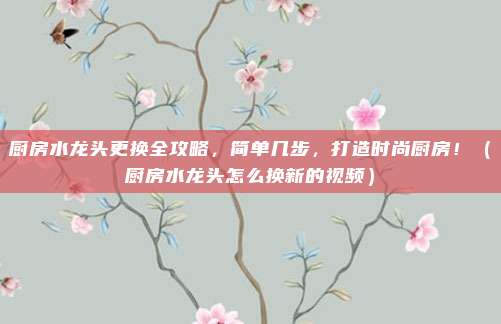 厨房水龙头更换全攻略,简单几步,打造时尚厨房!(厨房水龙头怎么换新的视频)