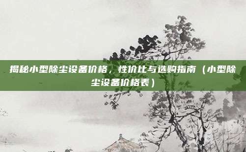 揭秘小型除尘设备价格，性价比与选购指南（小型除尘设备价格表）