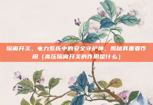 隔离开关,电力系统中的安全守护神,揭秘其重要作用(高压隔离开关的作用是什么)