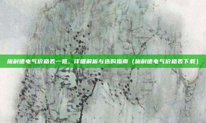 施耐德电气价格表一览，详细解析与选购指南（施耐德电气价格表下载）