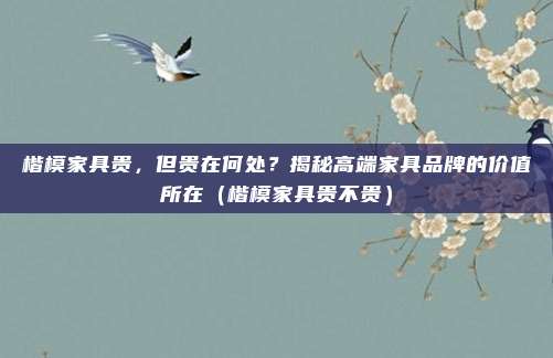 楷模家具贵,但贵在何处?揭秘高端家具品牌的价值所在(楷模家具贵不贵)