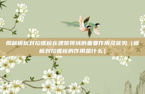 揭秘模板对拉螺栓在建筑领域的重要作用及优势（模板对拉螺栓的作用是什么）