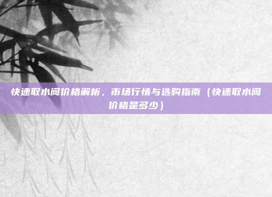 快速取水阀价格解析，市场行情与选购指南（快速取水阀价格是多少）