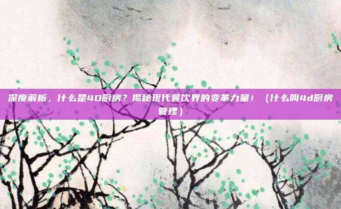 深度解析，什么是4D厨房？揭秘现代餐饮界的变革力量！（什么叫4d厨房管理）