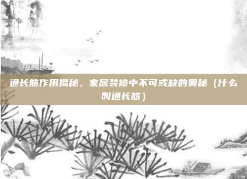 通长筋作用揭秘,家居装修中不可或缺的奥秘(什么叫通长筋)
