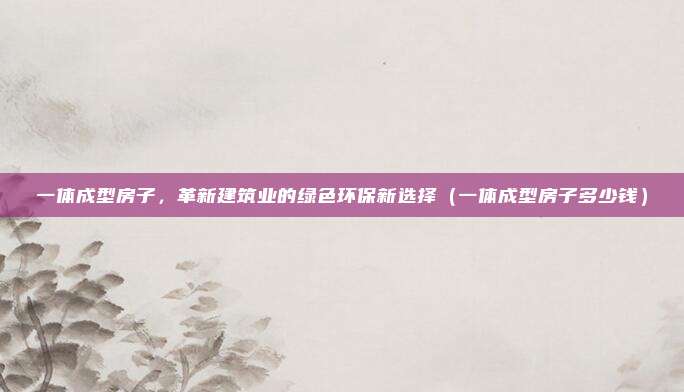 一体成型房子，革新建筑业的绿色环保新选择（一体成型房子多少钱）