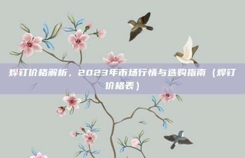 焊钉价格解析,2023年市场行情与选购指南(焊钉价格表)