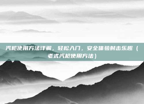汽枪使用方法详解,轻松入门,安全体验射击乐趣(老式汽枪使用方法)