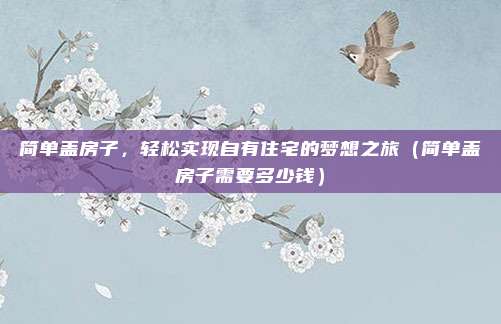 简单盖房子，轻松实现自有住宅的梦想之旅（简单盖房子需要多少钱）