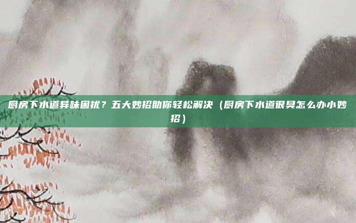 厨房下水道异味困扰？五大妙招助你轻松解决（厨房下水道很臭怎么办小妙招）