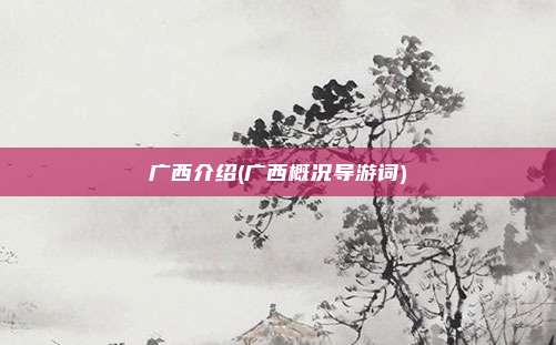广西介绍(广西概况导游词)