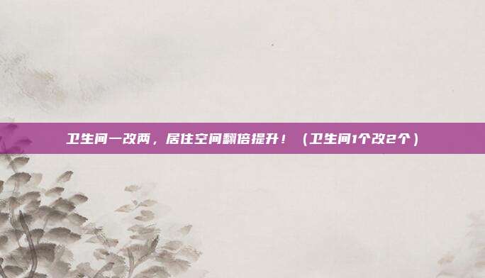 卫生间一改两,居住空间翻倍提升!(卫生间1个改2个)