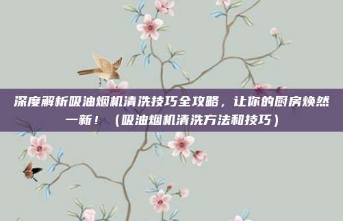 深度解析吸油烟机清洗技巧全攻略，让你的厨房焕然一新！（吸油烟机清洗方法和技巧）