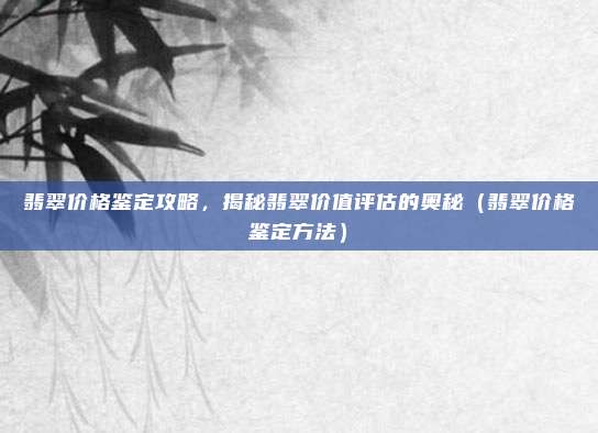翡翠价格鉴定攻略，揭秘翡翠价值评估的奥秘（翡翠价格鉴定方法）