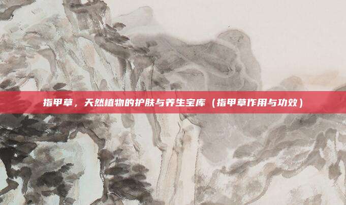 指甲草，天然植物的护肤与养生宝库（指甲草作用与功效）