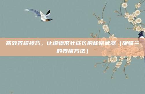 高效养植技巧，让植物茁壮成长的秘密武器（胡蝶兰的养植方法）