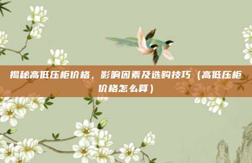 揭秘高低压柜价格，影响因素及选购技巧（高低压柜价格怎么算）