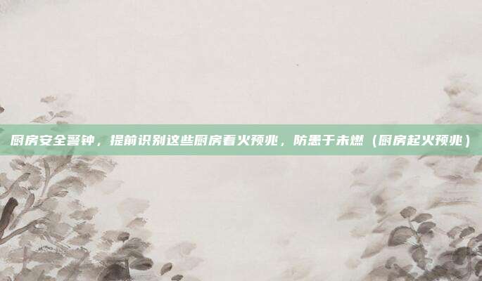 厨房安全警钟,提前识别这些厨房着火预兆,防患于未燃(厨房起火预兆)