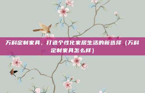 万科定制家具，打造个性化家居生活的新选择（万科定制家具怎么样）
