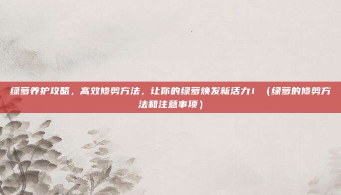 绿萝养护攻略，高效修剪方法，让你的绿萝焕发新活力！（绿萝的修剪方法和注意事项）