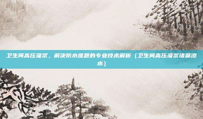 卫生间高压灌浆，解决防水难题的专业技术解析（卫生间高压灌浆堵漏渗水）