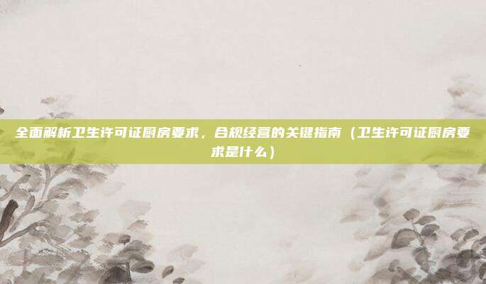 全面解析卫生许可证厨房要求,合规经营的关键指南(卫生许可证厨房要求是什么)