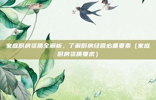 家庭厨房资质全解析,了解厨房经营必备要素(家庭厨房资质要求)