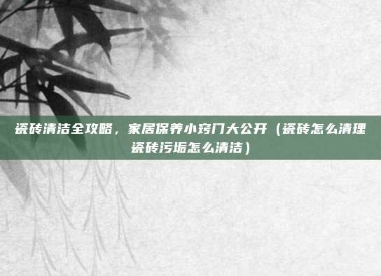 瓷砖清洁全攻略，家居保养小窍门大公开（瓷砖怎么清理瓷砖污垢怎么清洁）