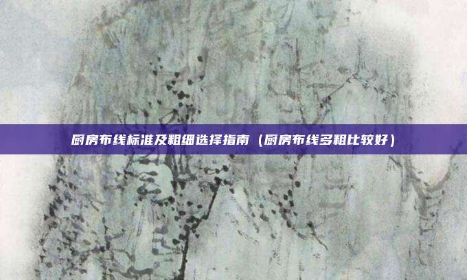 厨房布线标准及粗细选择指南(厨房布线多粗比较好)