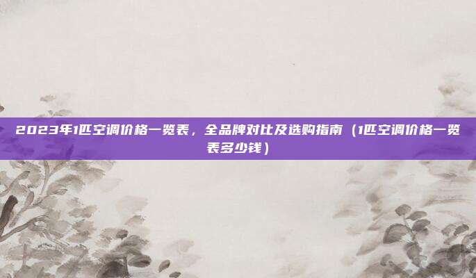 2023年1匹空调价格一览表，全品牌对比及选购指南（1匹空调价格一览表多少钱）