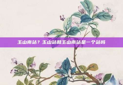 玉山南站?玉山站和玉山南站是一个站吗